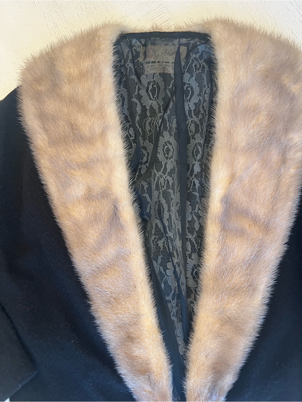 Vintage Hadleys Cashmere Dawn Mink Fur Collar Cardigan Sweater - Picture 4 of 11